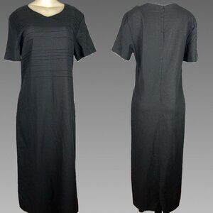 Cedar Creek Trading Co 10 Black Crew Zip Linen-Rayon Short Sleeve Maxi Dress